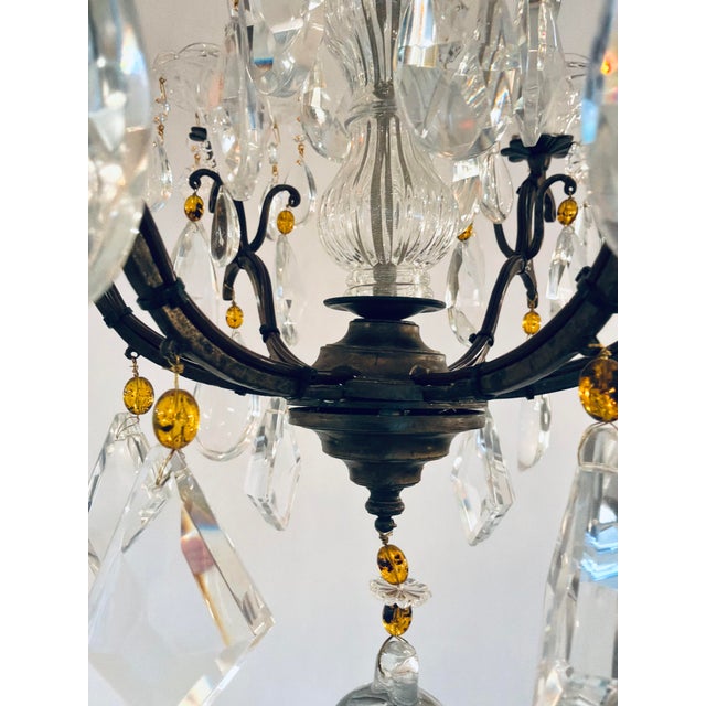 Myran Allan Luxury Lighting Italian Amber and Clear Crystal Bronze Versailles Chandelier For Sale In Atlanta - Image 6 of 7