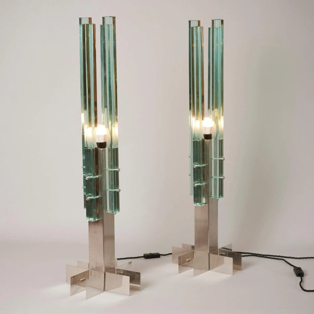 A rare pair of Gallotti and Radice table lights. There were three sizes of this model. These being the largest size....