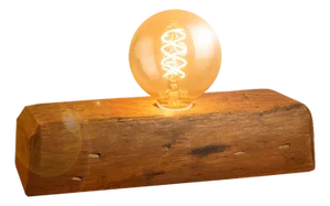 Handmade Modern Solid Natural Reclaimed Wood Edison Filament Lamp Desk Table Top With Switch Key