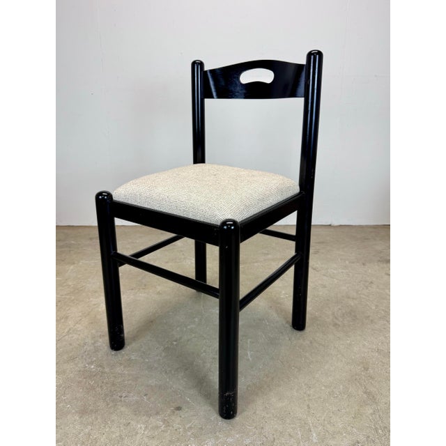 Vintage Italian Modern Habitat Style Black Lacquer Dining Chairs—Set of 4 For Sale - Image 10 of 12