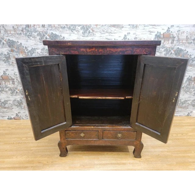 Antique Shanxi Province Elmwood Lacquered Cabinet For Sale - Image 11 of 12