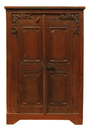 Antique Indian Larder Cabinet with Carvings, 1800s