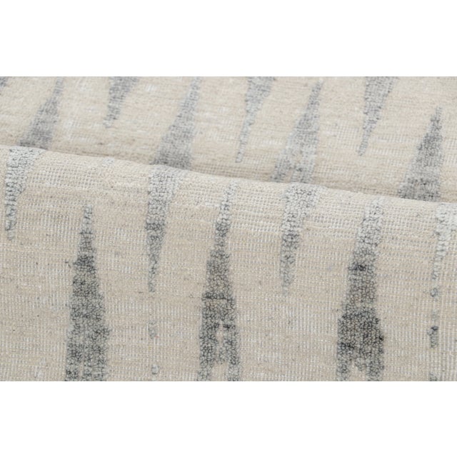Contemporary Distressed Block Print Ikat Natural Silk Runner by Rug & Kilim, India For Sale In New York - Image 6 of 8