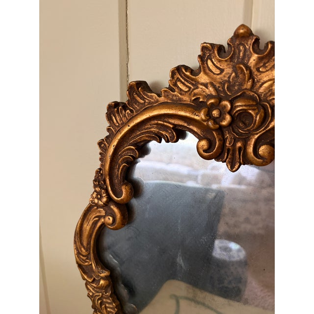 Pair of Italian Rococo Giltwood Mirrors With Antiqued Glass For Sale - Image 13 of 14