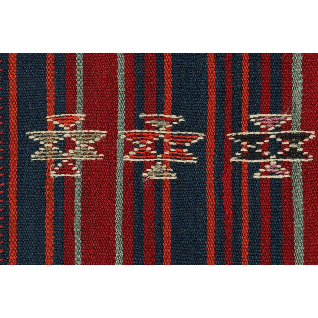 Tribal 1950s Vintage Shahsavan Persian Kilim Rug in Red and Blue Patterns by Rug & Kilim For Sale - Image 3 of 7