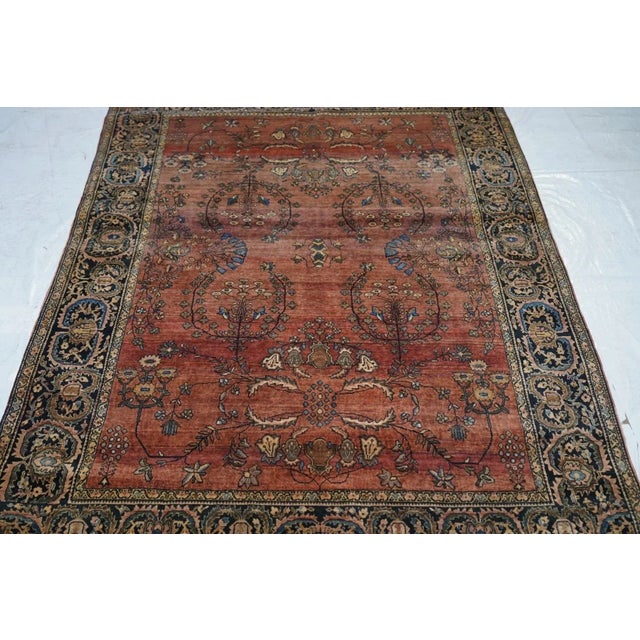 19th Century Antique Sarouk Rug 4'4'' x 6'6'' For Sale - Image 5 of 9