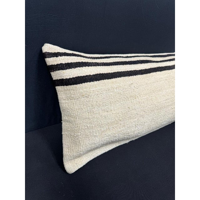 Turkish Hemp Pillow Cushion Natural Beige Black Cushion Cover 14x45 #18055 Enhance your home decor with our Kilim Pillow...