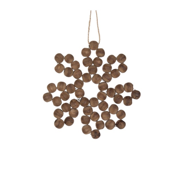 Kenneth Ludwig Chicago Wood Bead Snowflake Ornament (Set of 12) For Sale - Image 4 of 5