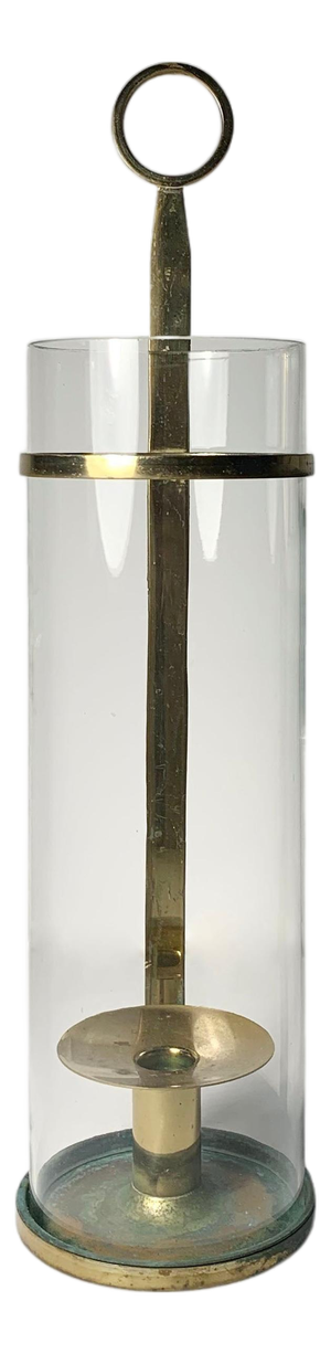 Tommi Parzinger Candle Stick Holder with Original Hurricane Glass