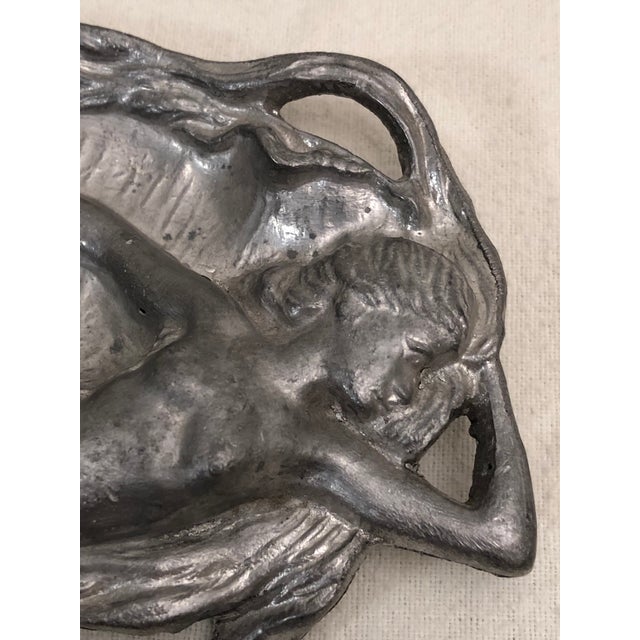 Early 20th Century Antique Art Nouveau Metal Female Nude Mermaid Trinket Tray Dish Early 1900's For Sale - Image 5 of 7