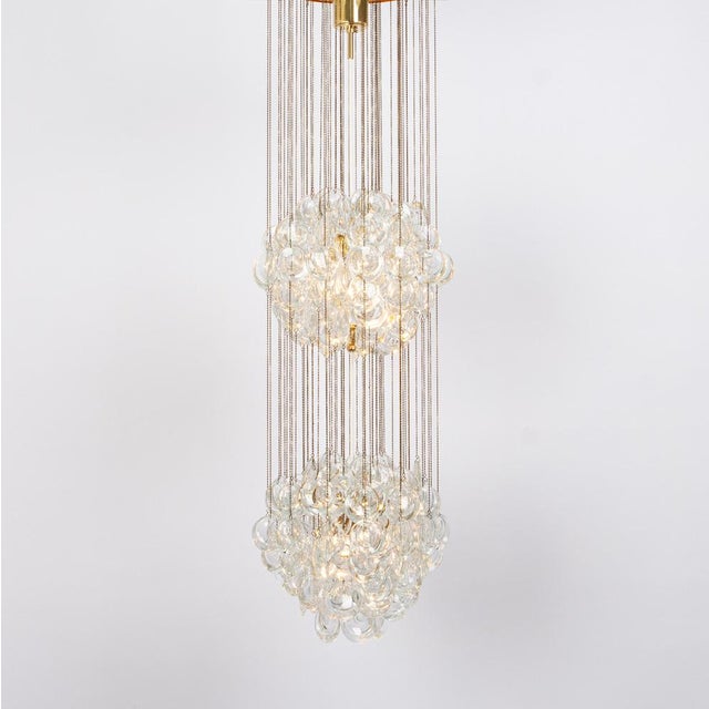Delicate Gilt Brass Crystal Chandelier by Palwa, 1970s For Sale - Image 3 of 14