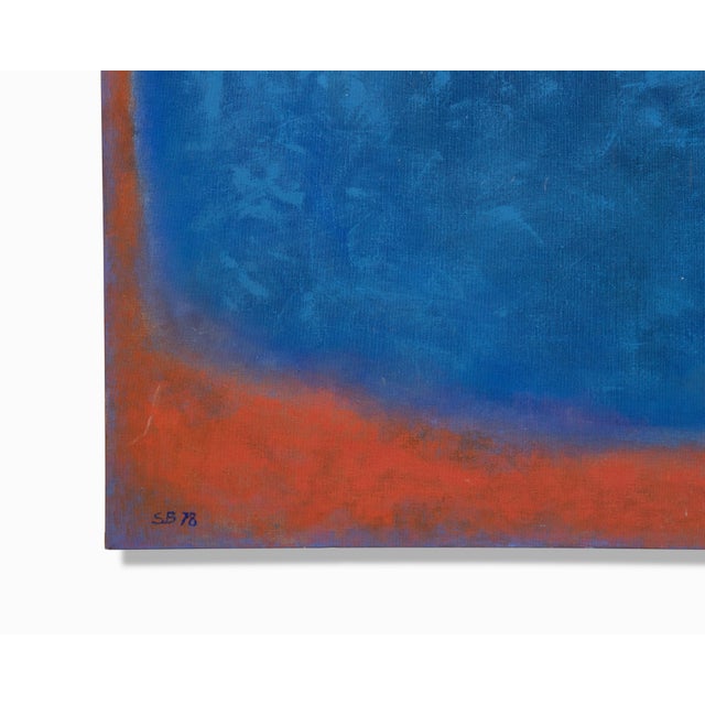 Textile Large 4x5 Vintage Abstract Painting on Canvas, 1978 For Sale - Image 7 of 8