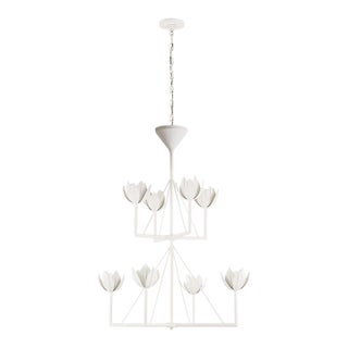 Visual Comfort Alberto Medium Two Tier Chandelier Plaster White For Sale