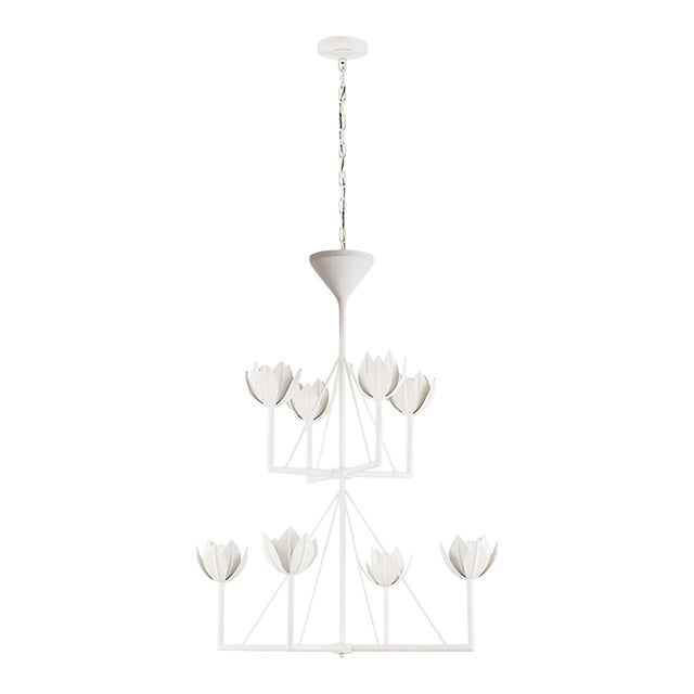 Visual Comfort Alberto Medium Two Tier Chandelier Plaster White For Sale