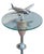 Art Deco chrome airplane round glass top side drinks table featuring a light-up art glass center with an additional light-...