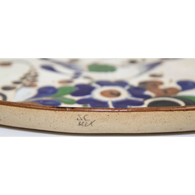 Tonala Folk Art Pottery Oval Platter Signed, Mexico, Circa 1960's For Sale - Image 4 of 12