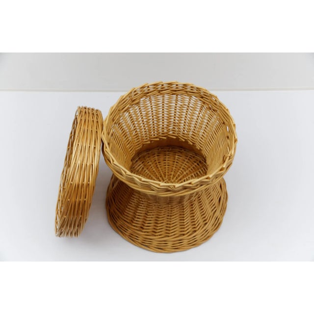 Mid-Century Modern Rattan Stool with Storage Space, Italy, 1960s For Sale - Image 9 of 11