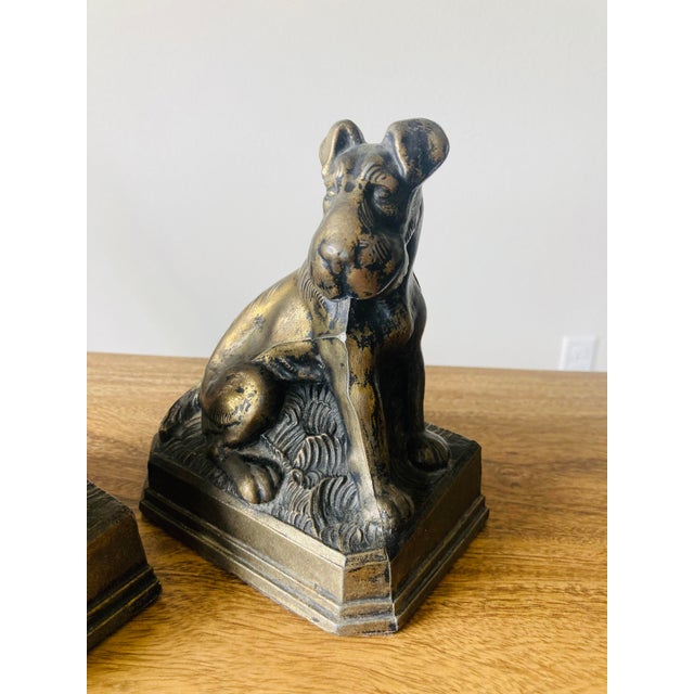 Antique heavy book ends for classic vintage library. Exquisite Airedale Terrier dogs. Measures about 6.5X6 inches. Set of...