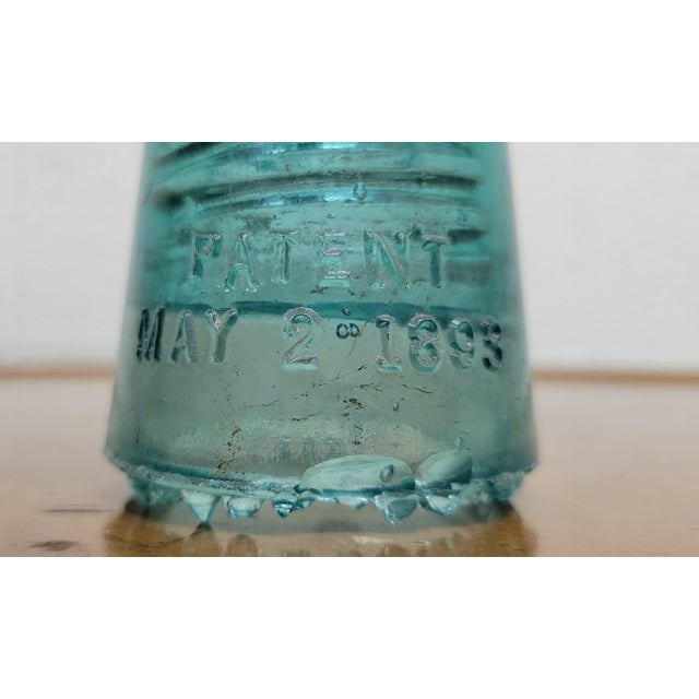 Vintage Hemingray No. 9 Aqua Glass Insulator For Sale - Image 4 of 10