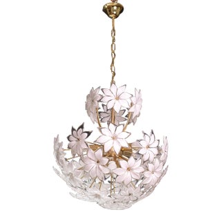 Murano Sputnik White Flowers Chandelier, 1980s For Sale