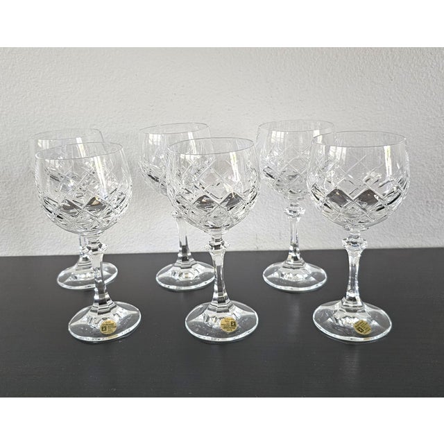 Traditional 1980s Schott Zwiesel German 24% Lead Crystal Wine Goblets - Set of 6 For Sale - Image 3 of 6