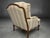 Wood Ethan Allen Bergère Lounge Chair and Ottoman in Neutral Stripe, Featherblend Cushion For Sale - Image 7 of 11