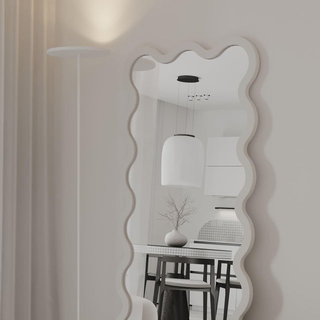 Wood Black Luxery Full Length Sculptural Wavy Hvyli 16 Mirror by Oitoproducts For Sale - Image 7 of 18