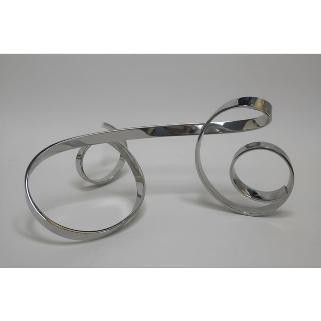Mid-Century Modern David Elijah Herschler Chrome Freestanding Ribbon Twist Modern Art Sculpture For Sale - Image 3 of 17