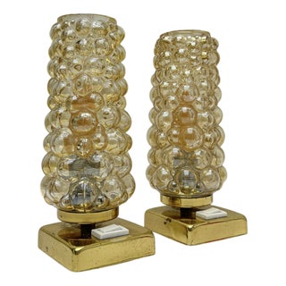 Bedside Table Lamps in Bubble Glass by Helena Tynell 1960s, Set of 2 For Sale