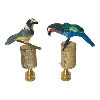 1970s Cute Artisan Made Birds Figurines Lamp Finials For Sale