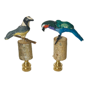 1970s Cute Artisan Made Birds Figurines Lamp Finials