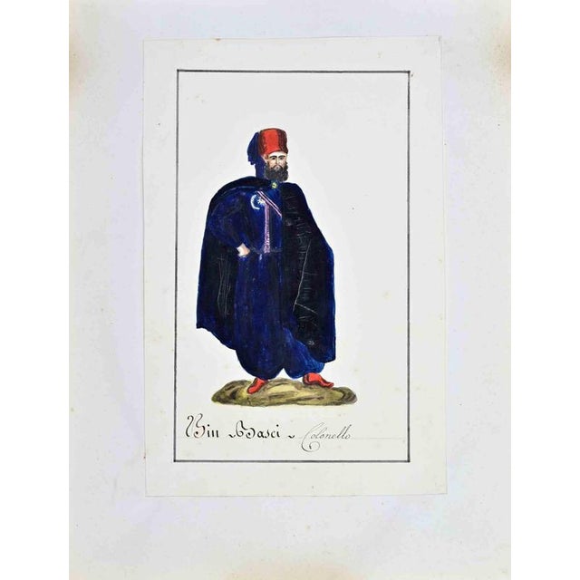 China ink and watercolor on paper applied on cardboard, realized by Barla in 1840. Not signed, in very good condition. An...