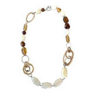 Sigrid Olsen Chunky Beaded Necklace Silver Toggle Clasp For Sale