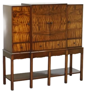 Vintage Stamped Flamed Hardwood Drinks Cabinet from Waring & Gillows