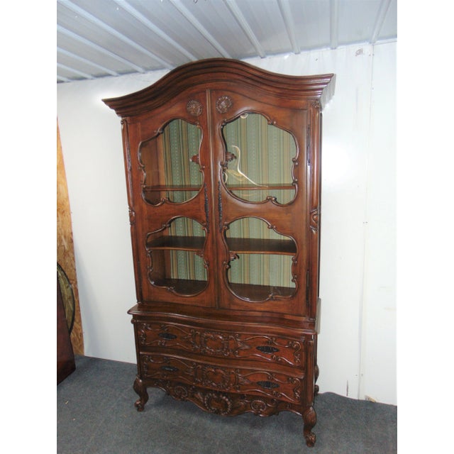 Wood Louis XV Carved Mahogany China Cabinet/ Bookcase For Sale - Image 7 of 11