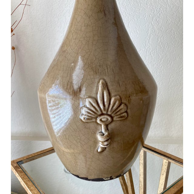 Brown Circa 2000 Rustic Italian Country-Inspired “Pottery Vase” Table Lamp - Shade Included For Sale - Image 8 of 13