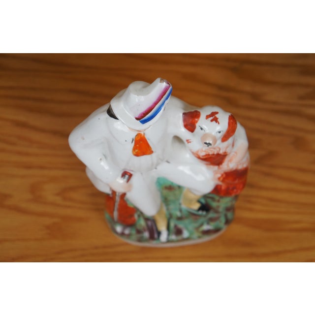 Antique Staffordshire Troubadour Man & King Charles Spaniel Figurine For Sale - Image 9 of 12