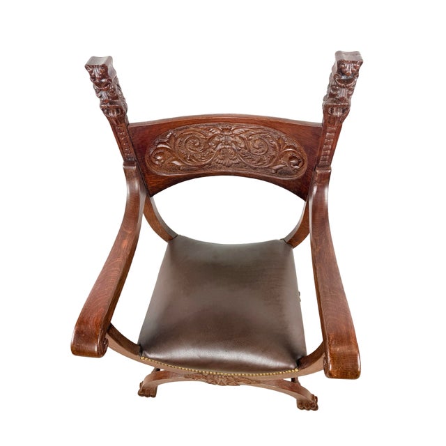 Vintage Renaissance Revival Savonarola X-Frame Chair For Sale - Image 13 of 18