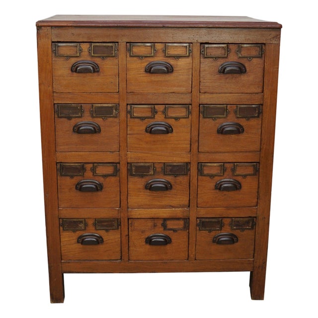 Vintage Asian Teak Apothecary Cabinet, 1930s For Sale
