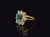 Mid-Century Modern Certified Natural 2.73cts Diamond Emerald 18k Gold Dinner Halo Ring For Sale - Image 3 of 14