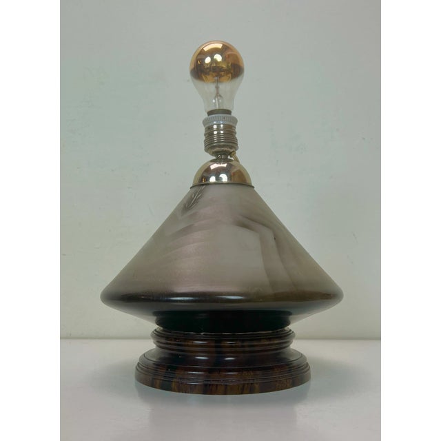 Art Deco Glass Table Lamp in Geometric Pattern with 2 Light Points, 1920s For Sale - Image 9 of 10