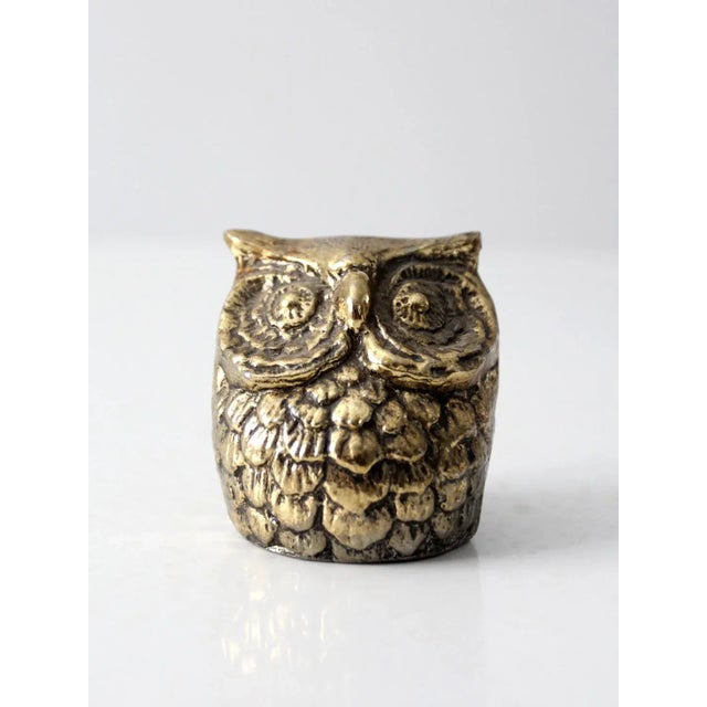 Mid-Century Modern Vintage Brass Owl For Sale - Image 3 of 11