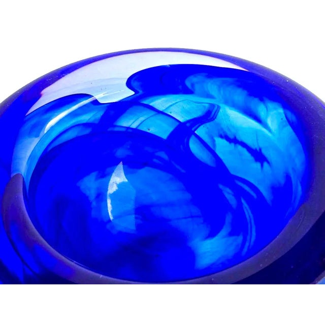 Royal Blue 1970s Kosta Boda Art Glass Atoll Bowl Designed by Anna Ehrner For Sale - Image 8 of 11