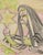 UNTITLED (GREEN RABBI HOLDING A SHOFAR) Signed S. I. Rusoff Genre: Judaica Subject: Religious Medium: Pastel, Chalk...