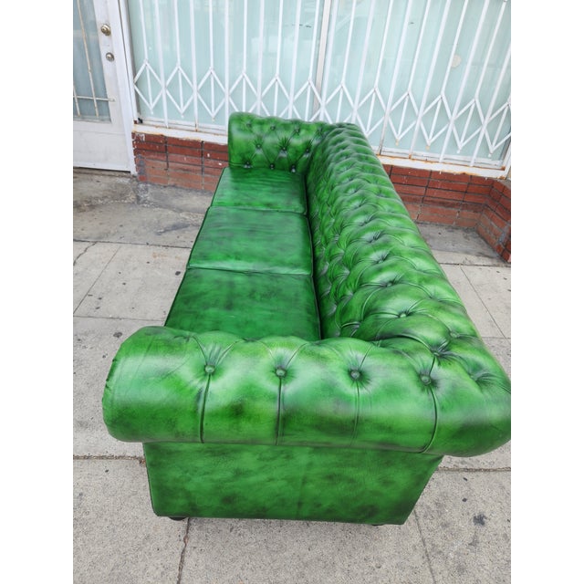 Green 1980s Green Chesterfield Leather Sofa For Sale - Image 8 of 12