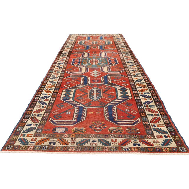 Tribal Late 19th Century Persian Karaja Heriz Rug, 03'07 X 11'10 For Sale - Image 3 of 10