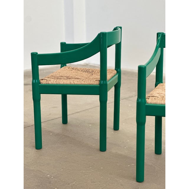 Green Model Carimate Dining Chairs by Vico Magistretti for Cassina, 1960s, Set of 6 For Sale - Image 5 of 11