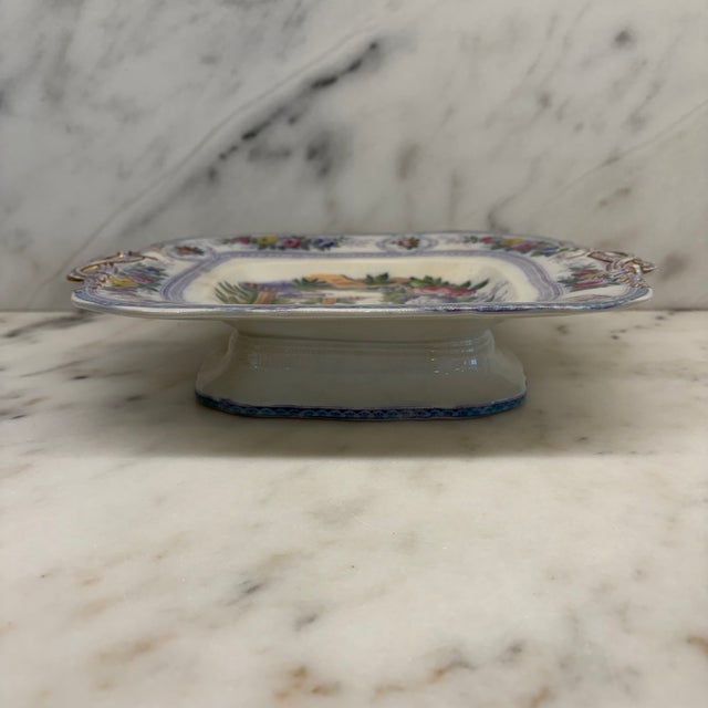 Blue Antique English Staffordshire Parma Hand Painted Serving Platter Livesley Powell & Co 1850s For Sale - Image 8 of 10