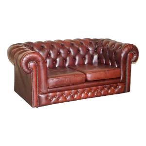 Oxblood Leather Chesterfield Gentleman's Club Sofa