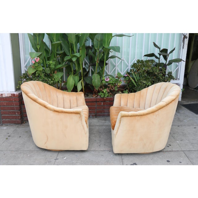 Velvet Swivel Chairs A Pair Chairish